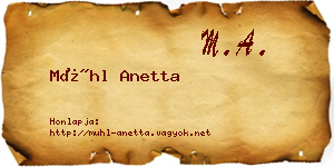 Mühl Anetta névjegykártya